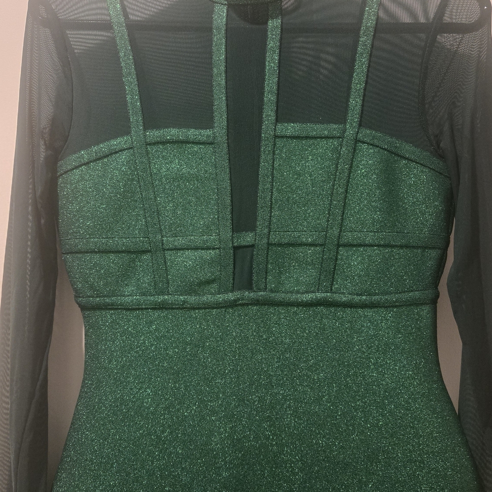 Elegant Green Long Sleeve Dress